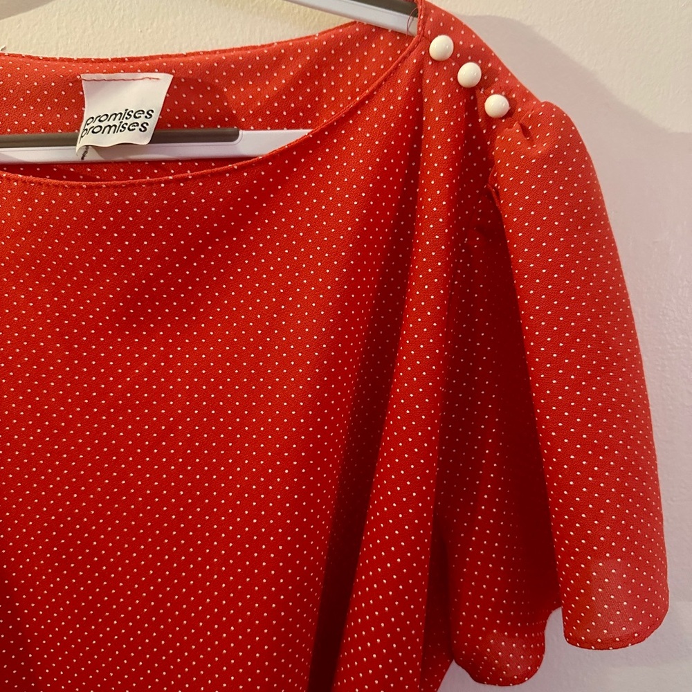 Vintage Promises Promises Women’s Size L Chic Red Midi Dress with Button Accents